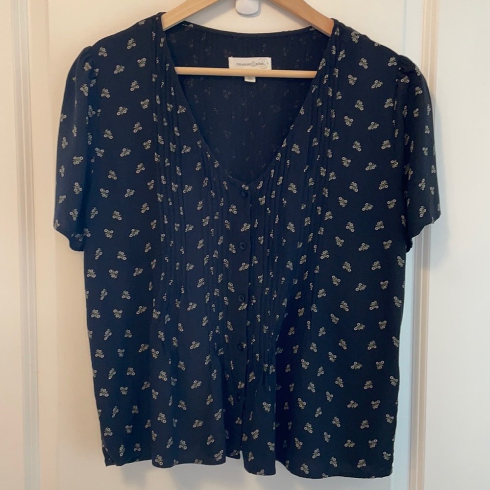 Black Rayon Treasure & Bond Women’s Blouse Med